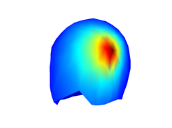 The topography of scalp potentials generated by the first EEG source 