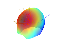 The topography, location and orientation of the four EEG sources 